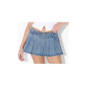 Wild Fable Women's Belted Mini Denim Skort Light Wash Size 14 NWT